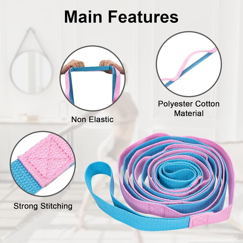 Amrules Yoga Strap for Stretching with 10 Loops Inelastic Soft Polyester Cotton Stretch Out Band for Exercise, Yoga, Pilates and Dance for Men and Women - Image 3